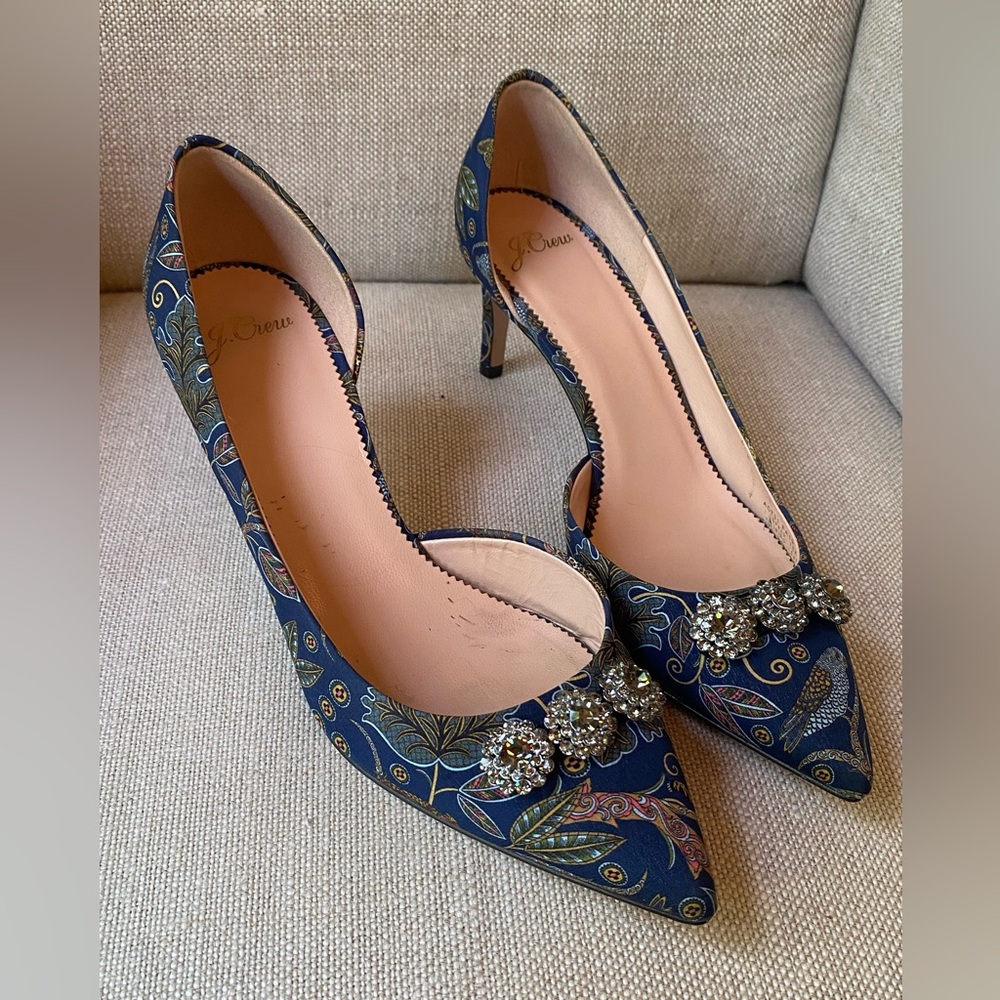 J. Crew Collection Collette Pump Tiger Paisley Crystal embellishments Sz 8